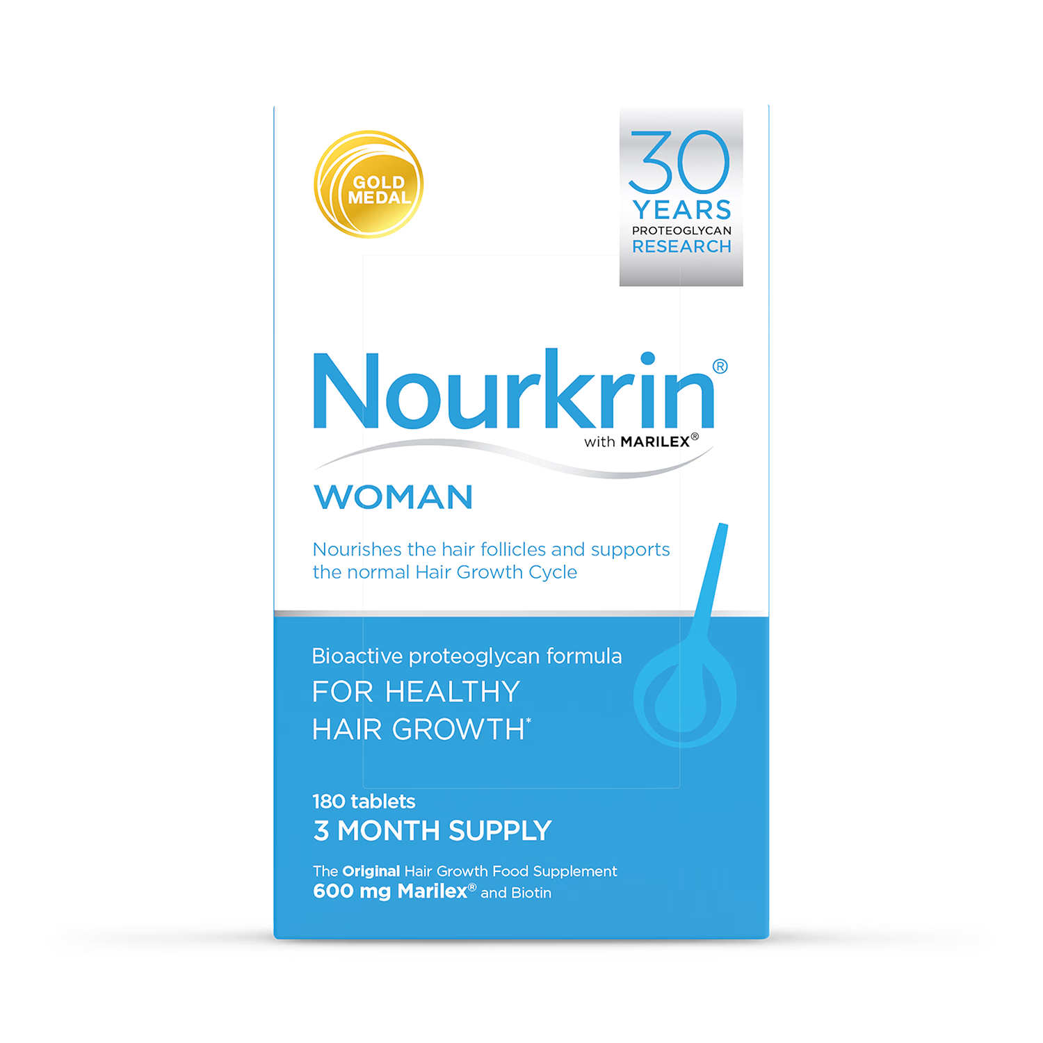 Nourkrin hair support supplement woman 180 tablets, imported from the UK
