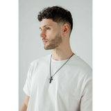 SVNX cross pendant necklace in black, one size (British brand)