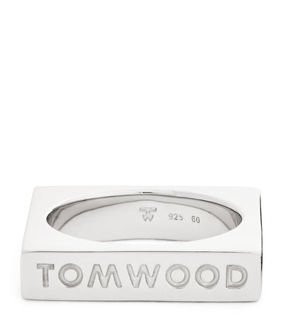 Harrods Tom Wood Sterling Silver Square Ring- Buy online at McGrocer