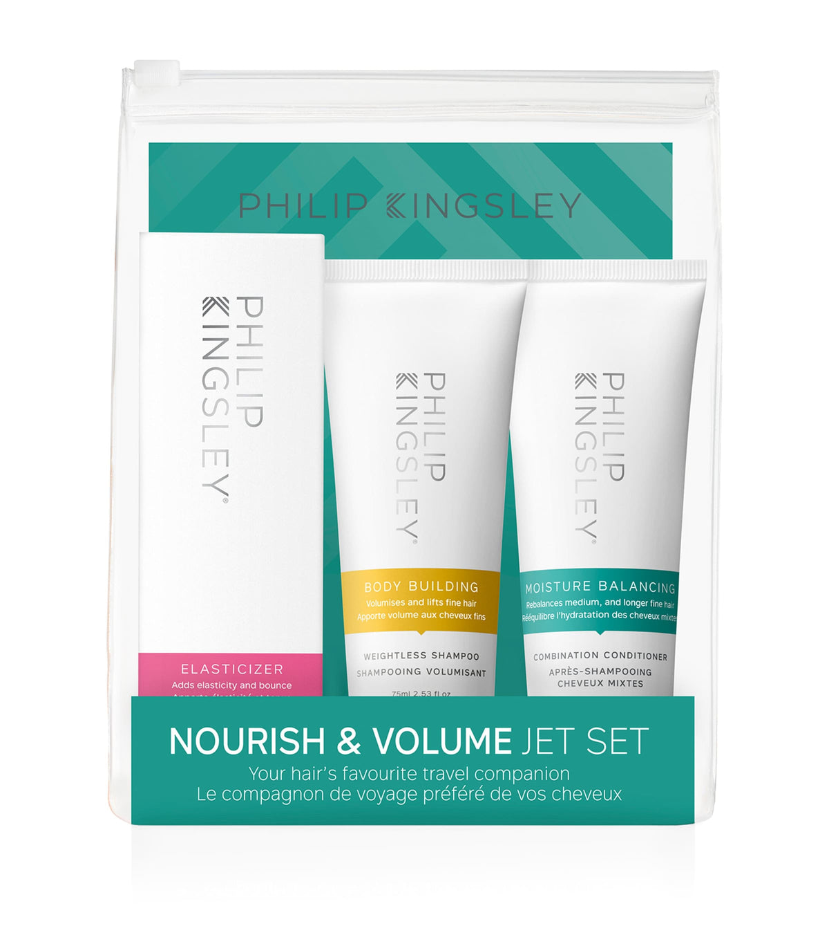 Philip Kingsley Nourish and Volume Jet Set haircare collection, imported from the UK