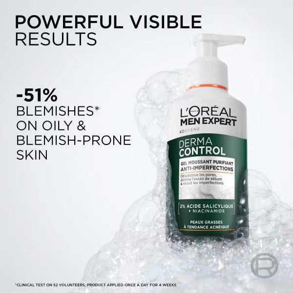 L'Oreal Paris men derma control cleansing gel 260ml, UK version
