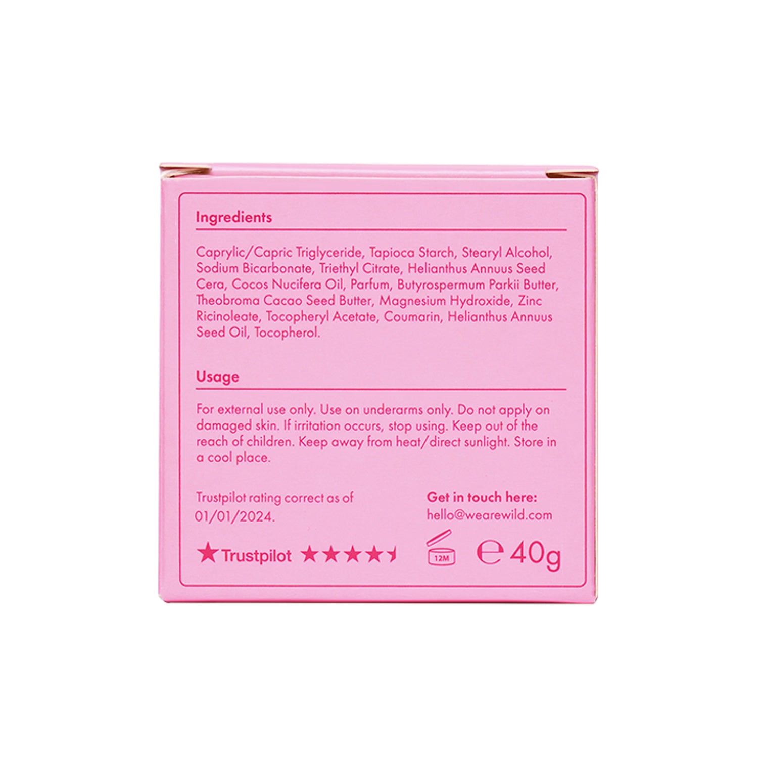 Wild deodorant refill Cherry Blossom 40g (British brand)