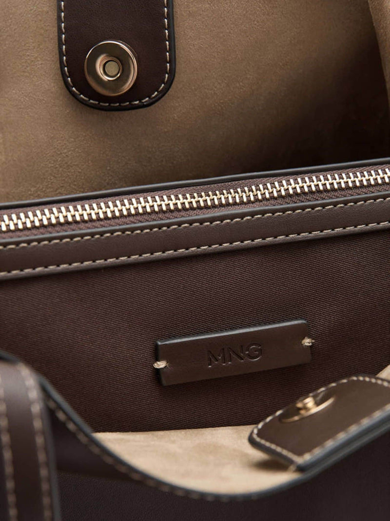 Mango brown structured tote bag (British brand)