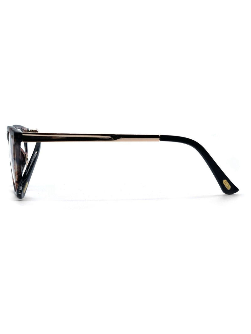 Reading glasses with brown marble effect and gold temples, imported from the UK