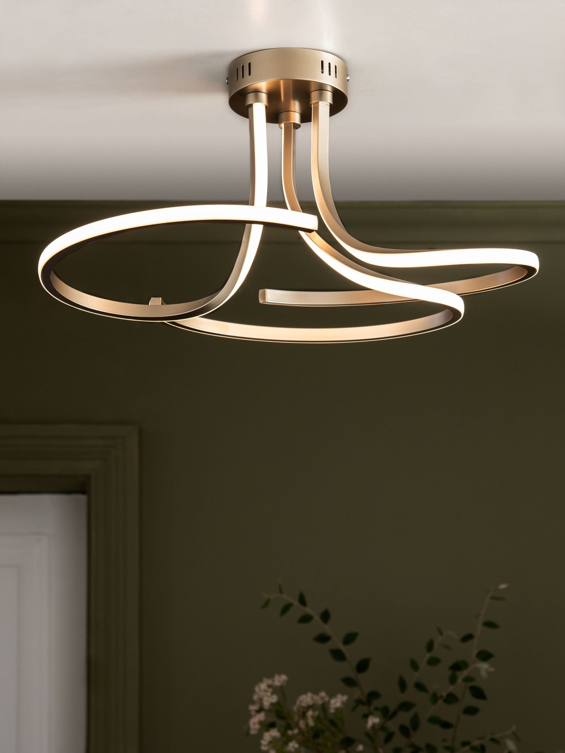 Black Sculptural LED Flush Ceiling Light