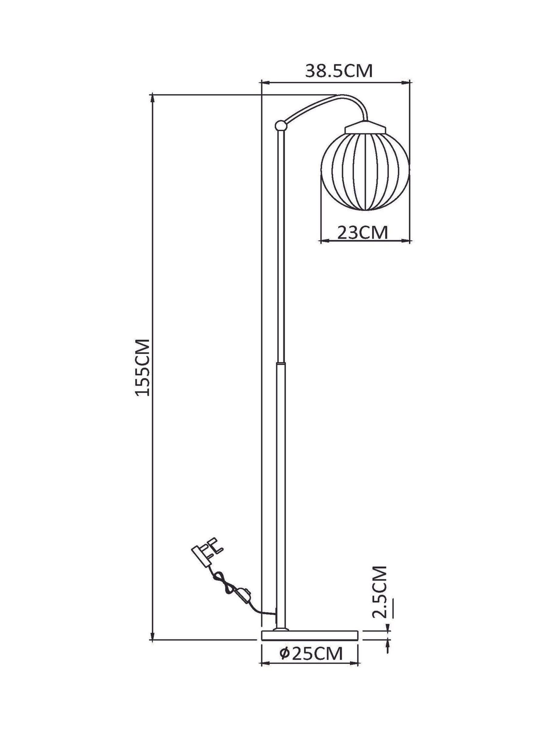 Lampe sur pied Bourton en laiton avec abat-jour en verre, version UK