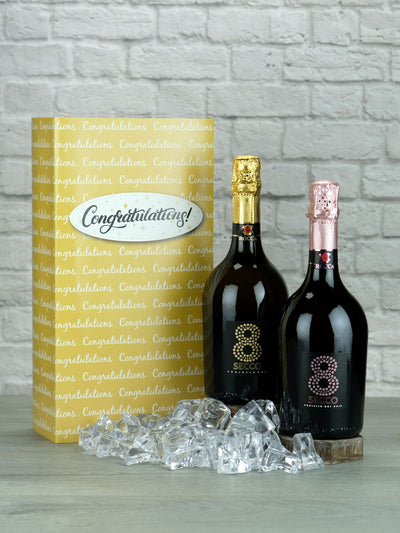 Next Le Bon Vin Congratulations Prosecco & Prosecco Rose Wine Gift Box 2x750ml- Buy online at McGrocer