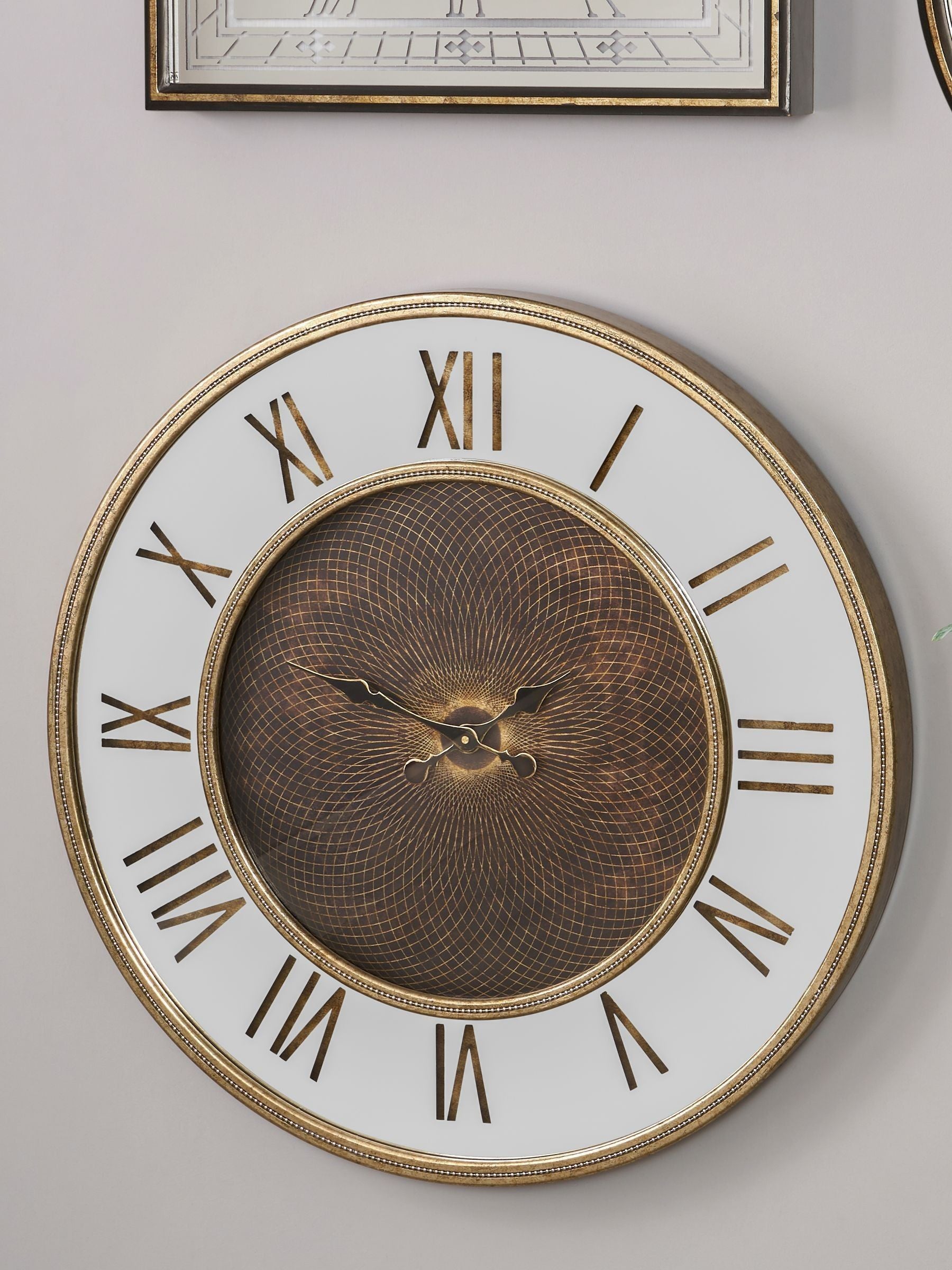 Pacific Gold antique metal mirror wall clock 80cm, imported from the UK