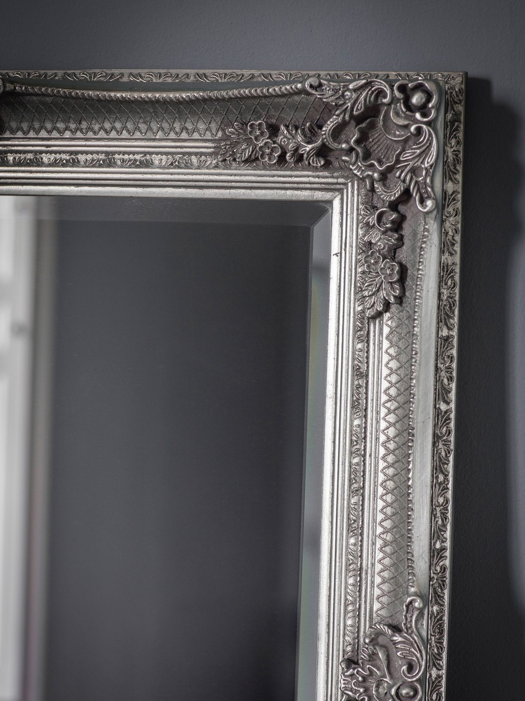 Gallery Home silver Assen leaner mirror 165cm height, UK version