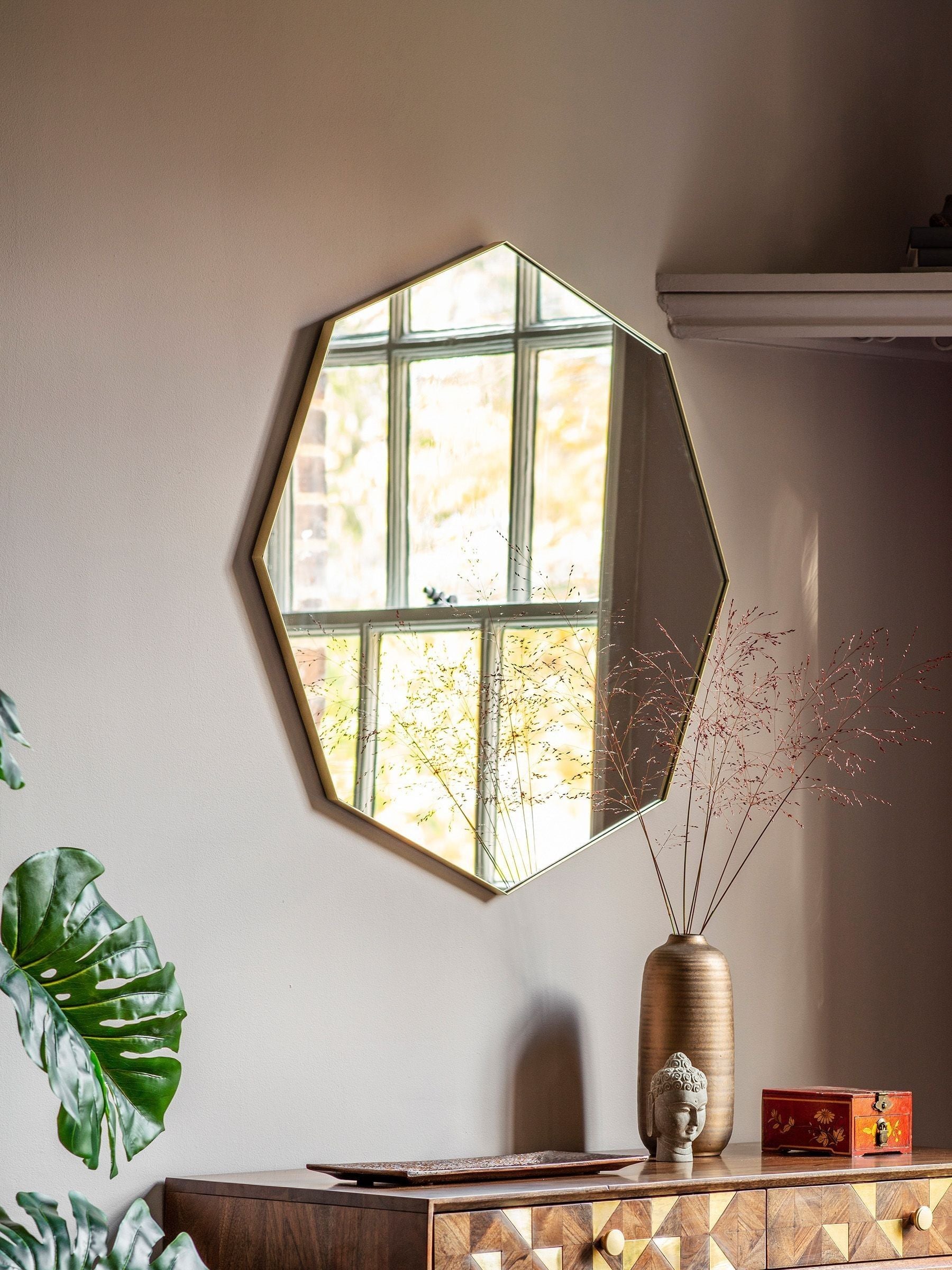 Gallery Home gold drew octagon mirror 80cm, UK version