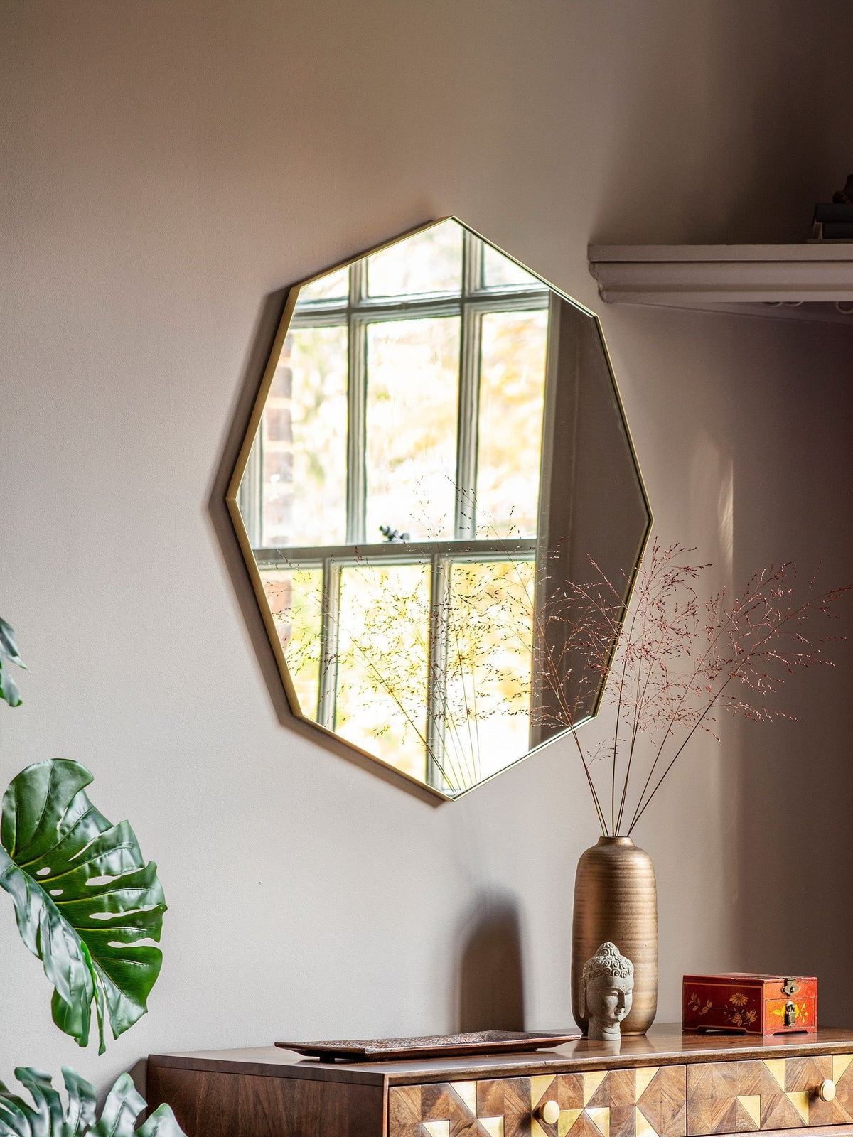 Gallery Home gold drew octagon mirror 80cm, UK version
