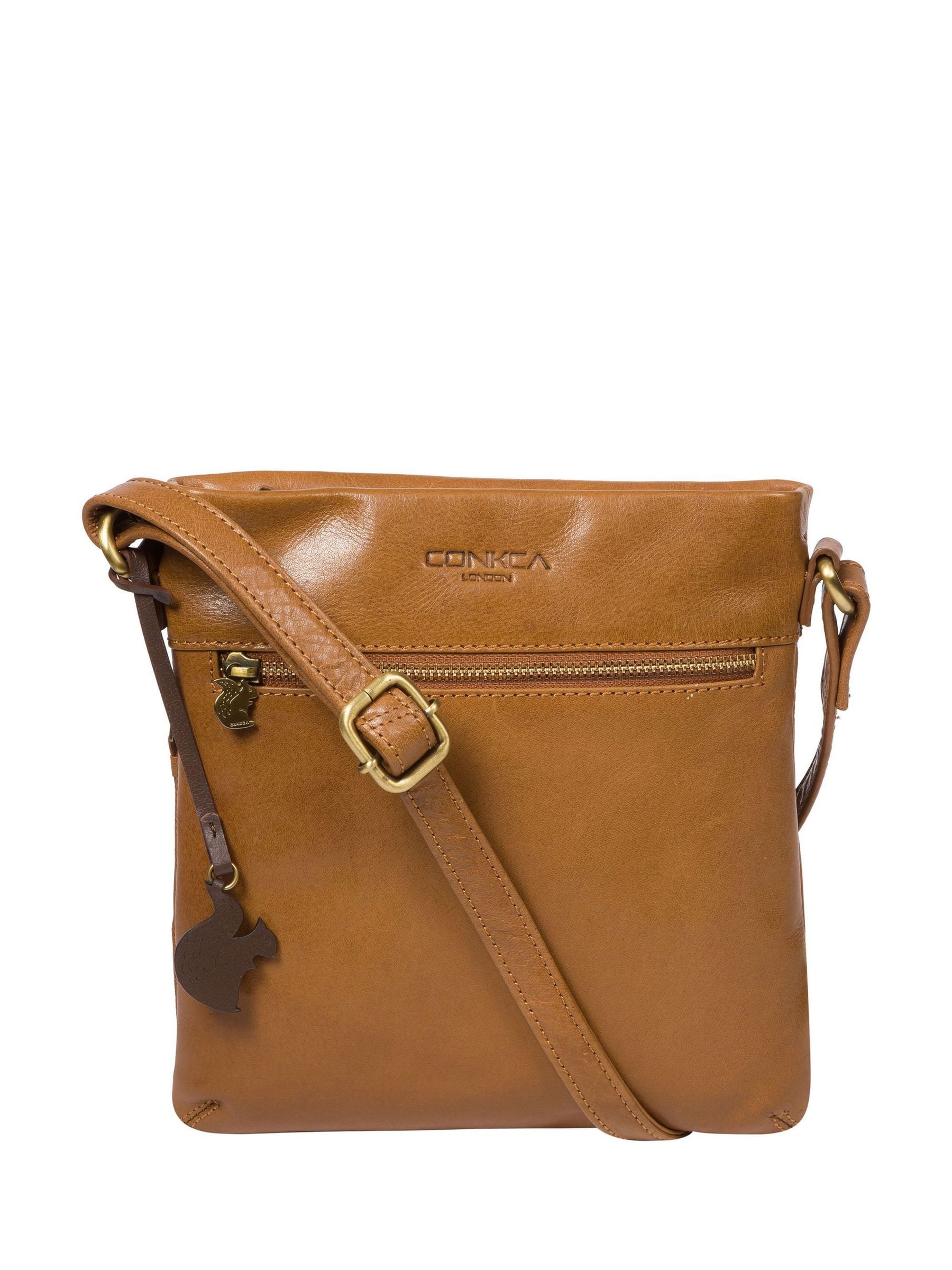 Conkca dark tan Yayoi leather cross-body bag - British product