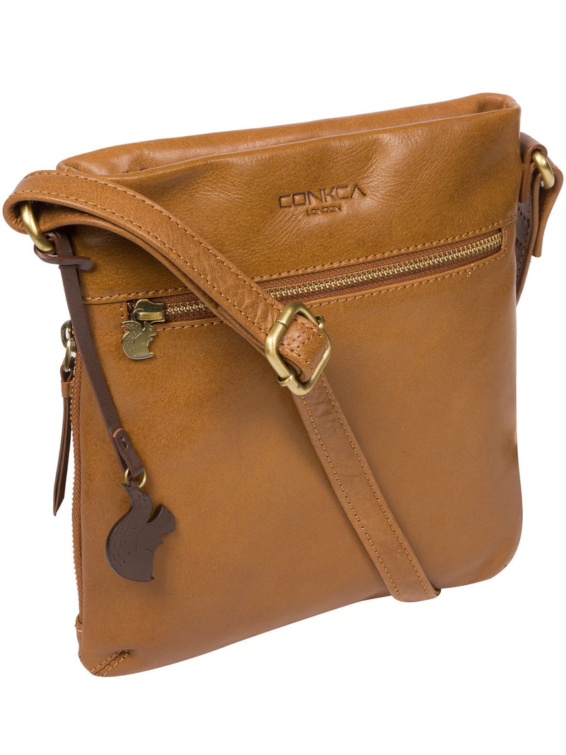 Conkca dark tan Yayoi leather cross-body bag - British product