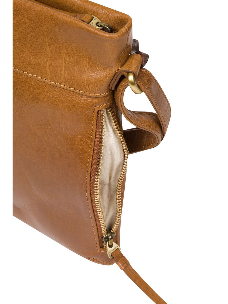 Conkca dark tan Yayoi leather cross-body bag - British product