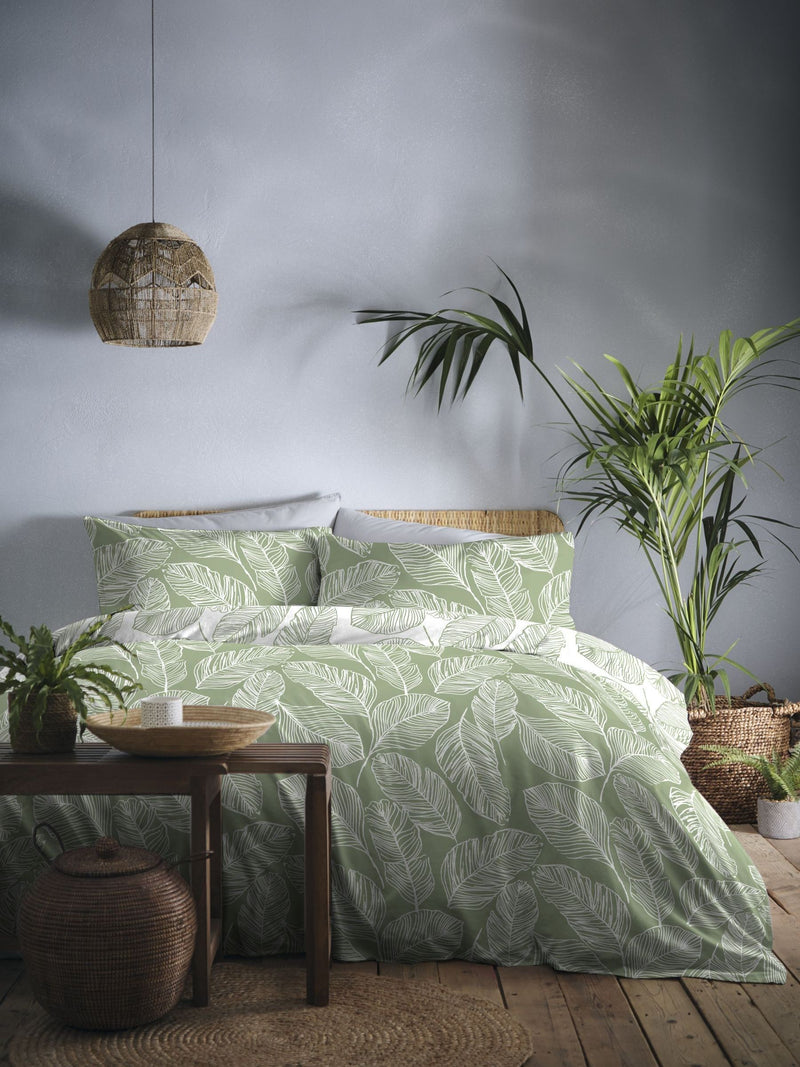 Matteo Fusion Green duvet cover and pillowcase set - British product