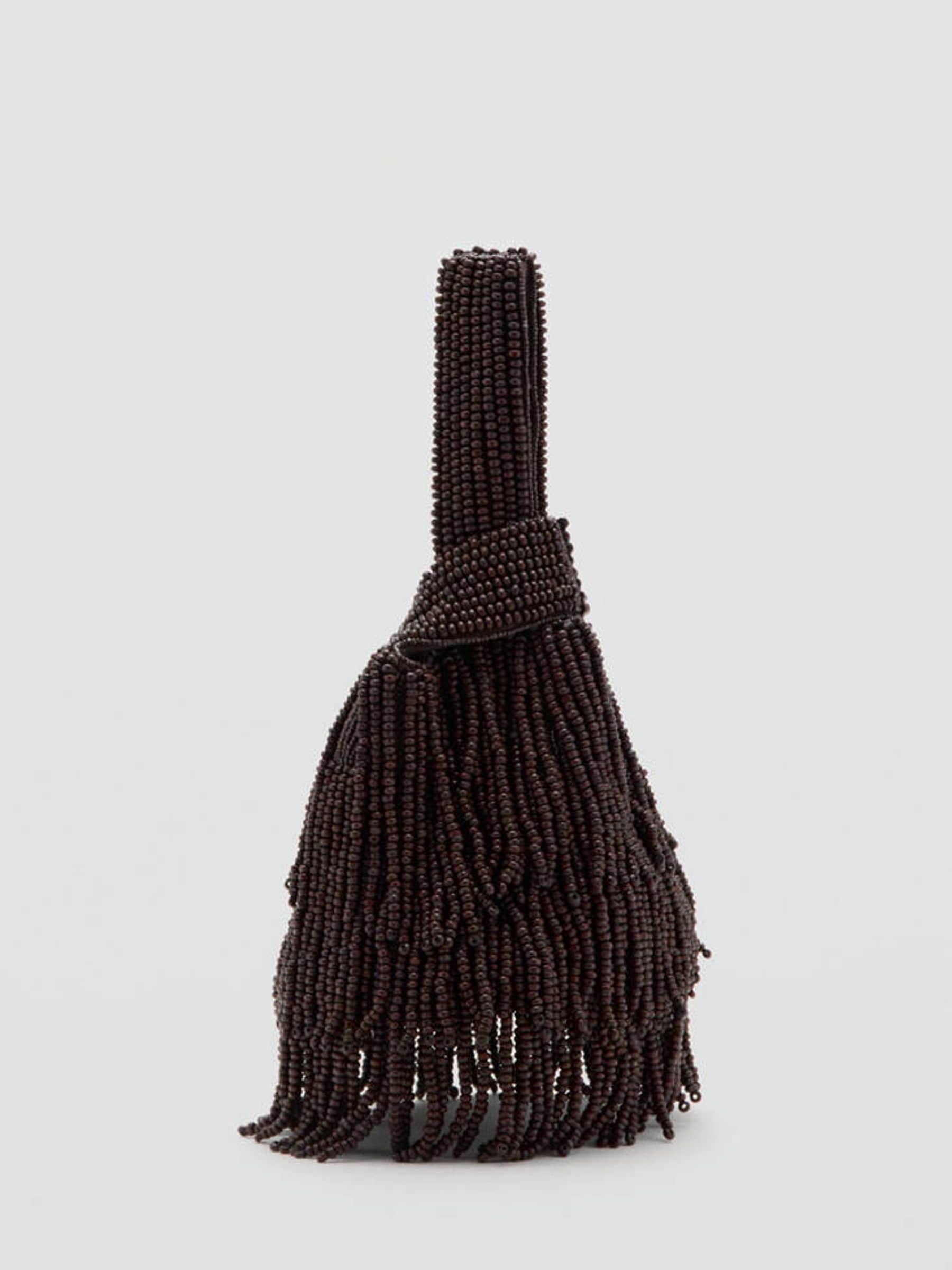 Mango brown fringe handbag, cotton-linen blend - British product