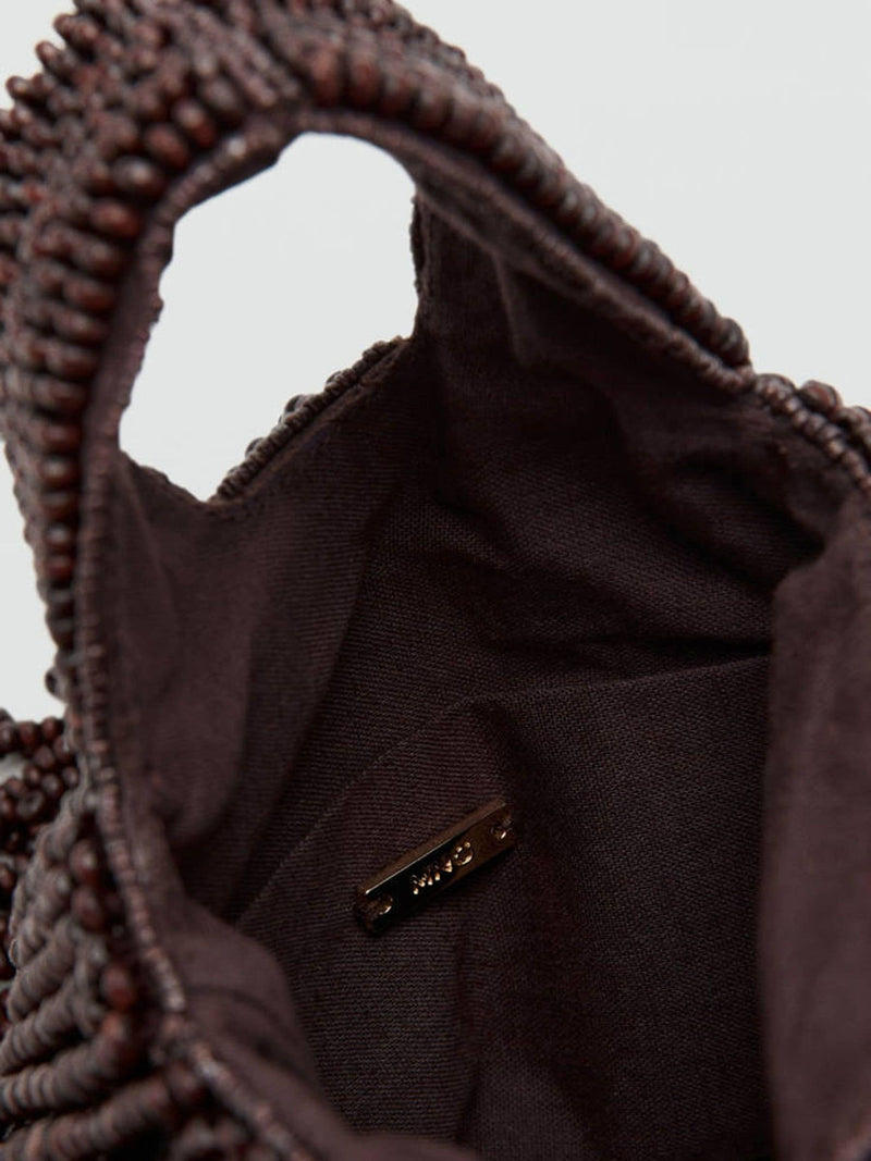 Mango brown fringe handbag, cotton-linen blend - British product