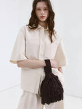 Mango brown fringe handbag, cotton-linen blend - British product