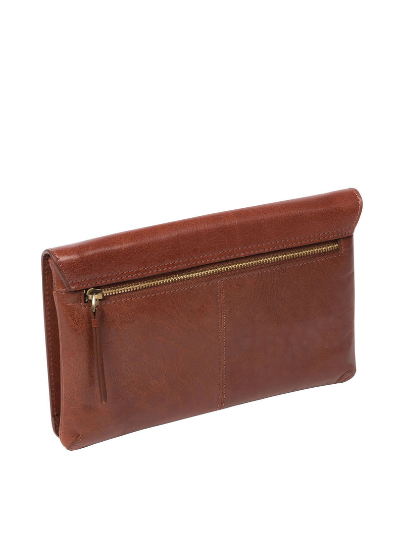 Conkca Cherish leather clutch bag conker brown (British brand)