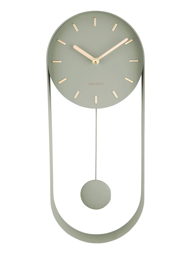 Karlsson Green Charm pendulum wall clock with golden details - British product