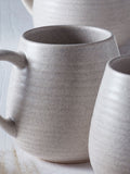 Kya stoneware mugs set of 4 with 10cm height and embossed design (British brand)