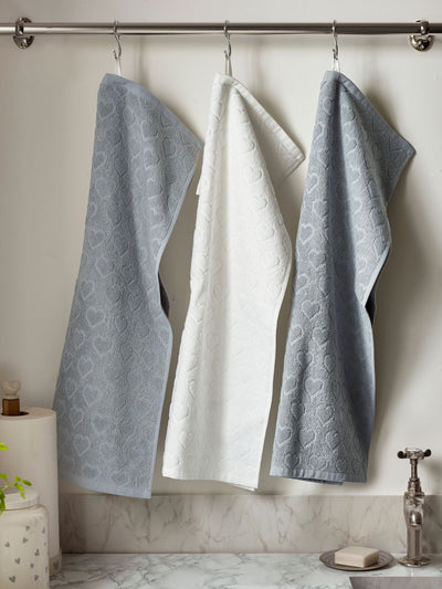 Next Set of 5 Grey Hearts Terry Set of 3 Tea Towels- Buy online at McGrocer