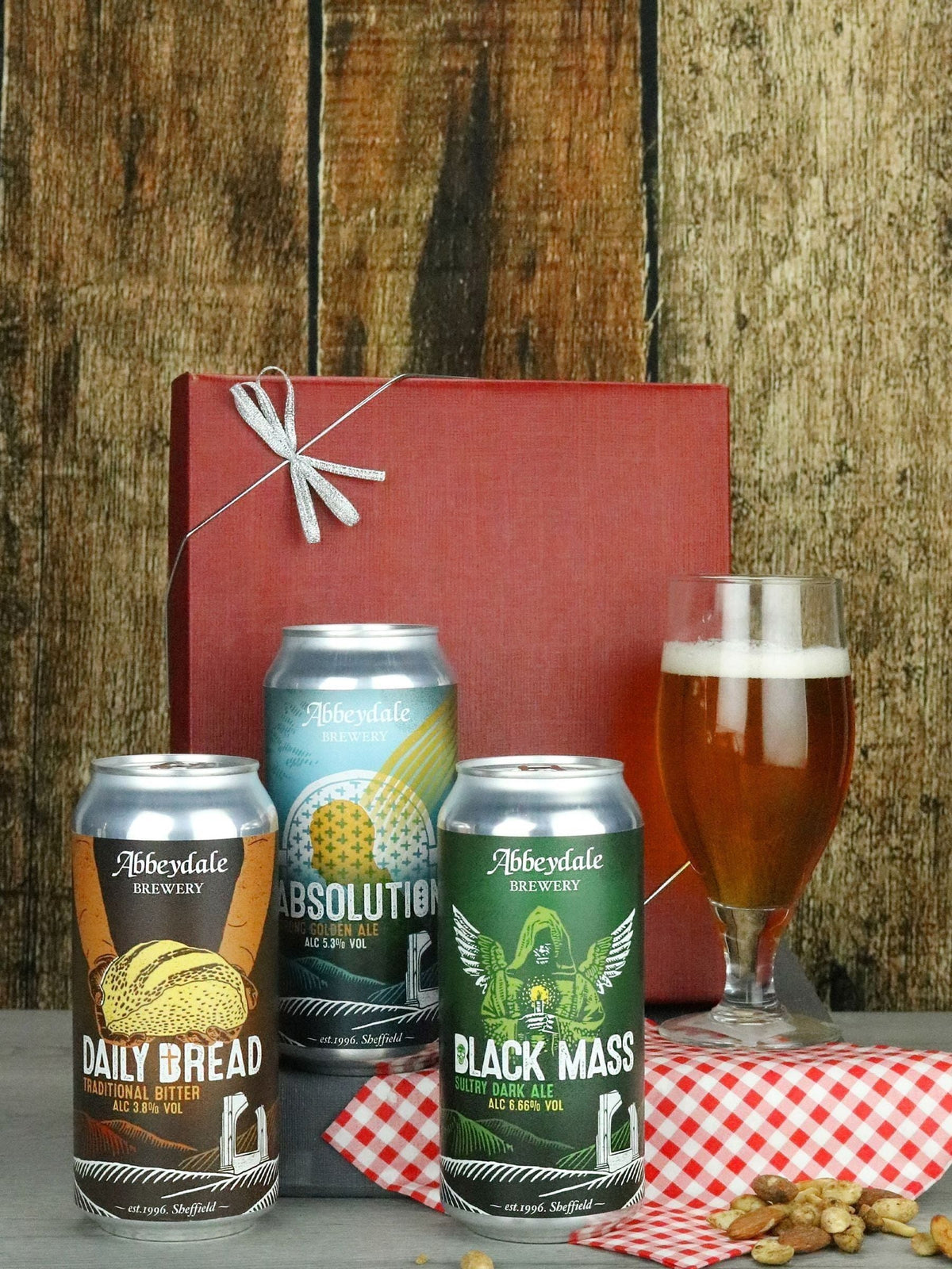 Abbeydale Brewery beer gift set with three 440ml cans, UK version