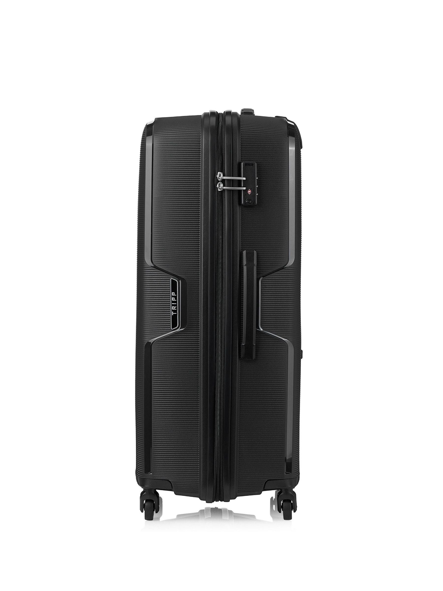 Valise Tripp Escape noire grande taille à 4 roues, importée du Royaume-Uni