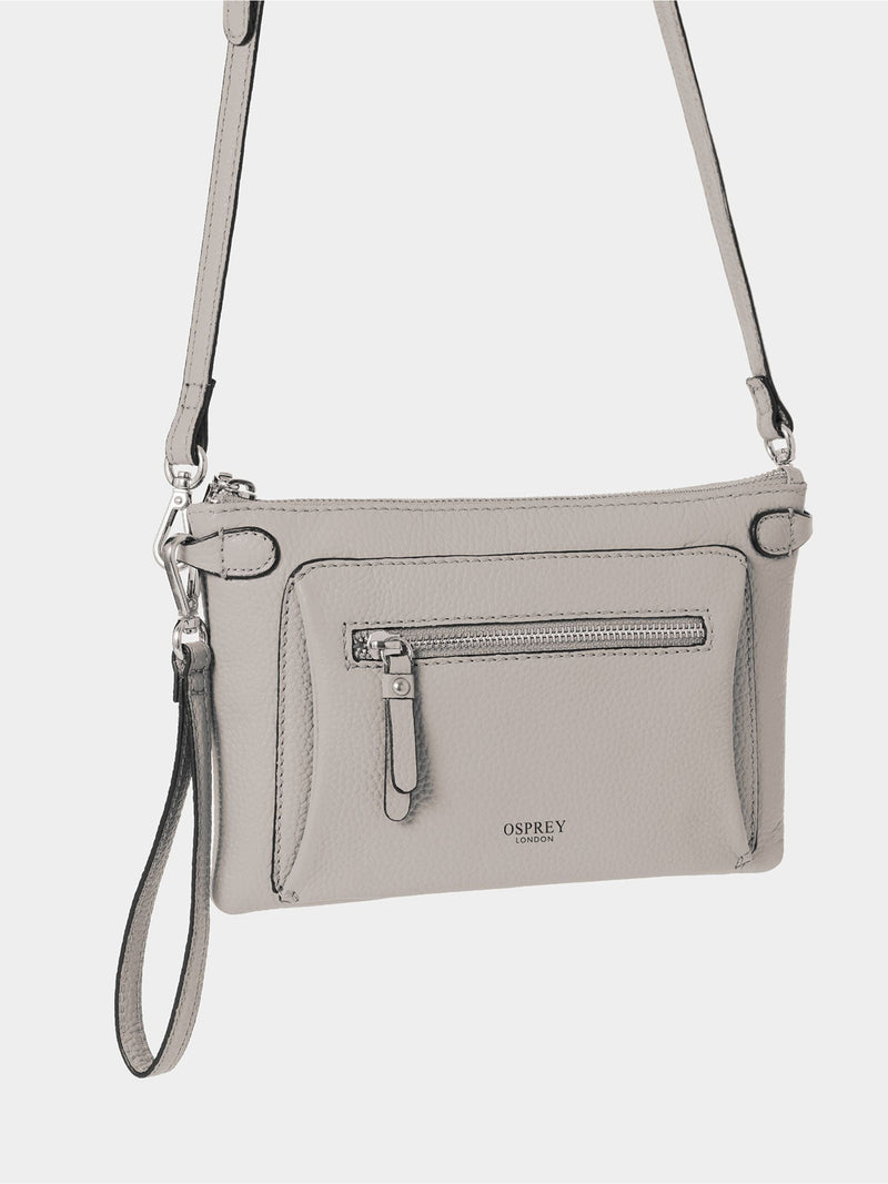 Osprey London Ruby cross-body bag in red Natural Grain leather, imported from the UK