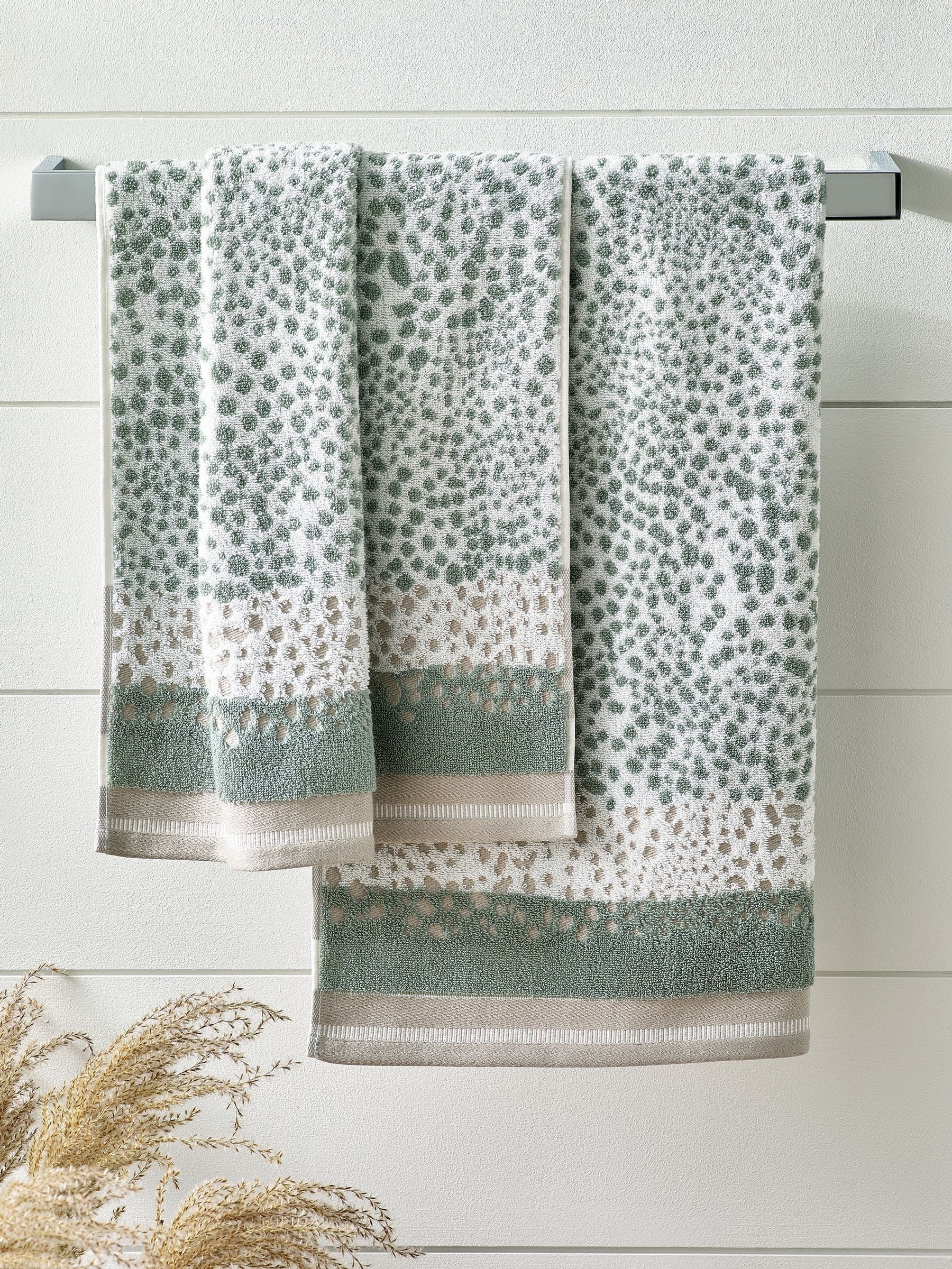 sage green polka dot hand towels set of 2, UK version
