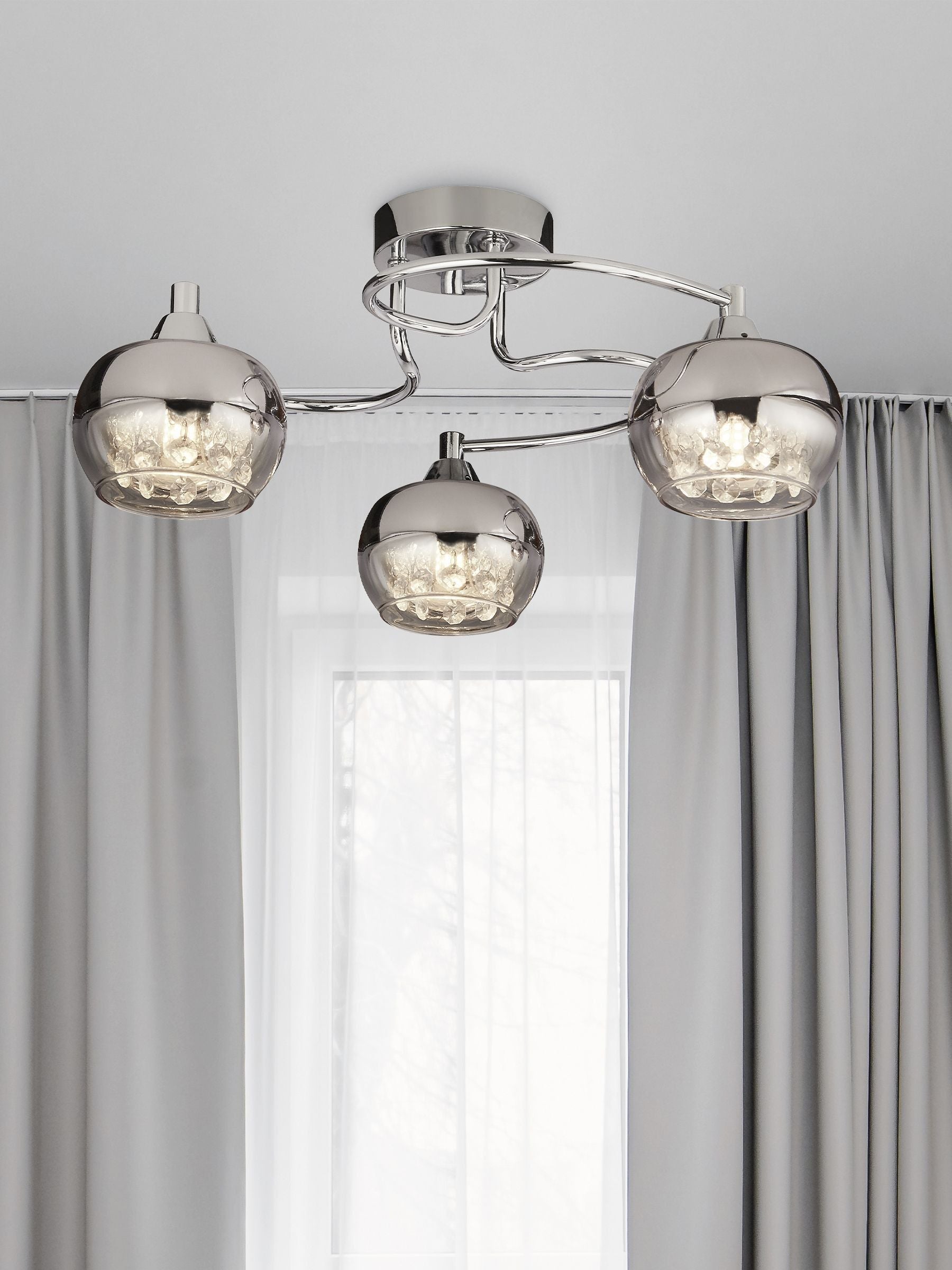 Searchlight flush ceiling light Freya rose chrome - British product