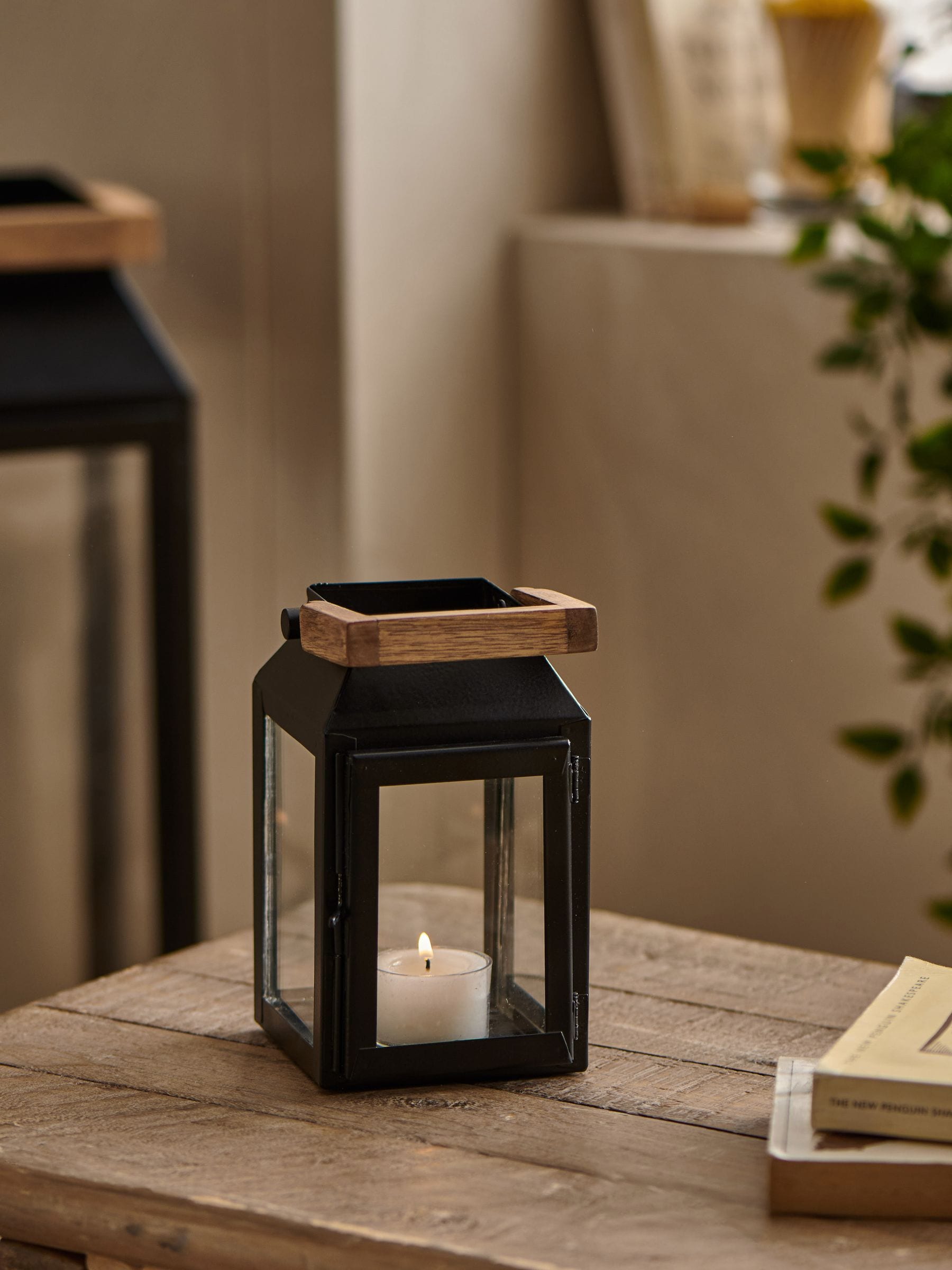 Black Bronx Metal Mini Lantern Candle Holder 15cm - British product