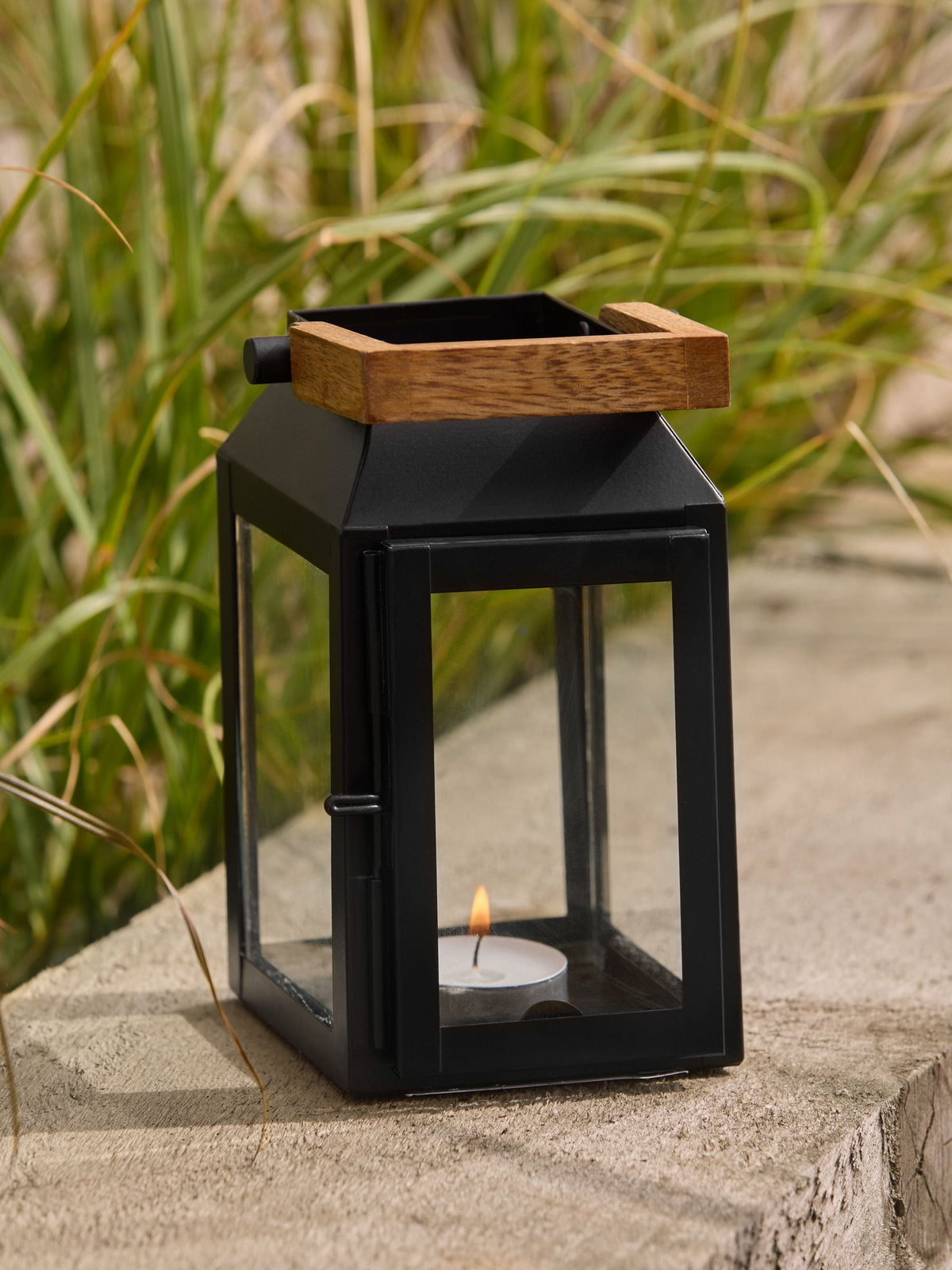Black Bronx Metal Mini Lantern Candle Holder 15cm - British product
