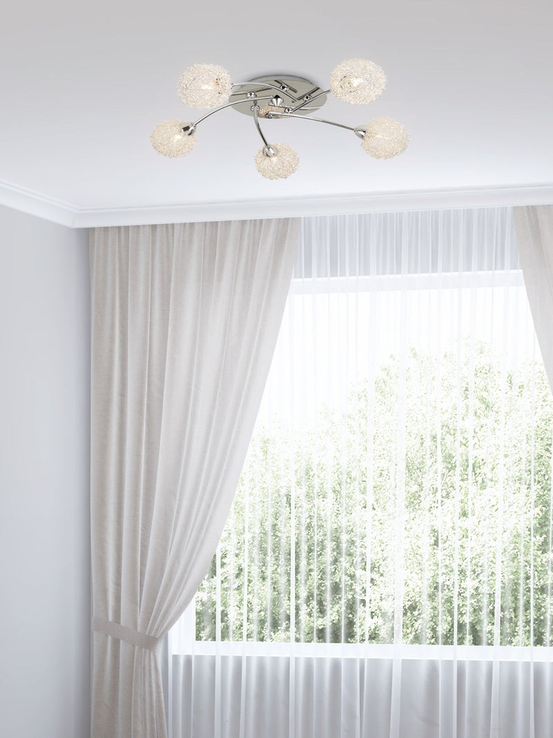 Searchlight Chrome ceiling flush light 5 lights (British brand)