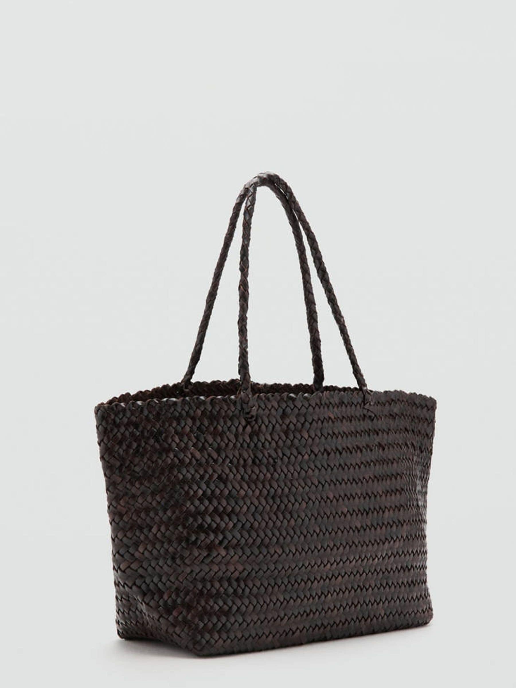 Mango brown woven tote bag (British brand)