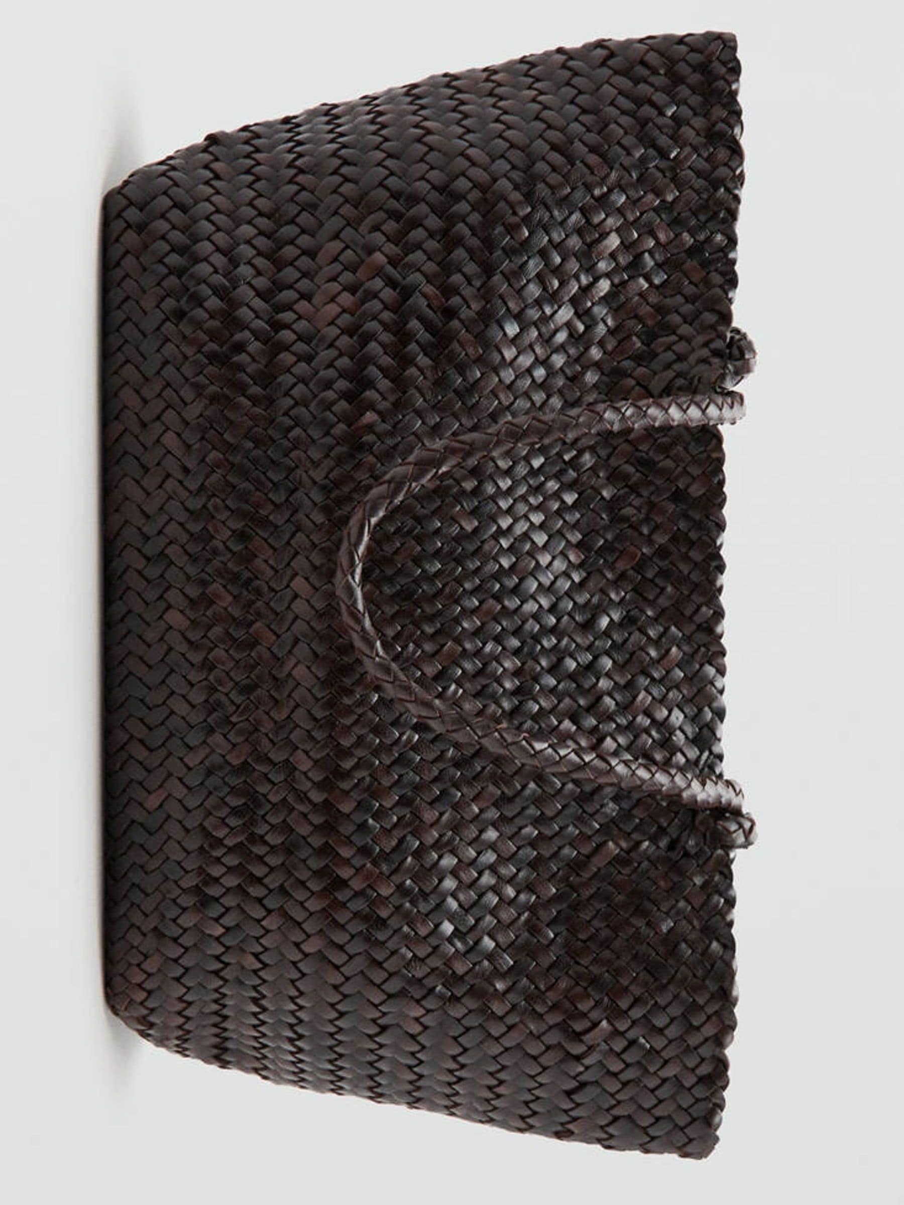 Mango brown woven tote bag (British brand)