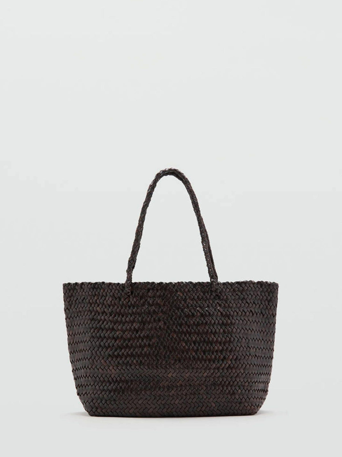 Mango brown woven tote bag (British brand)