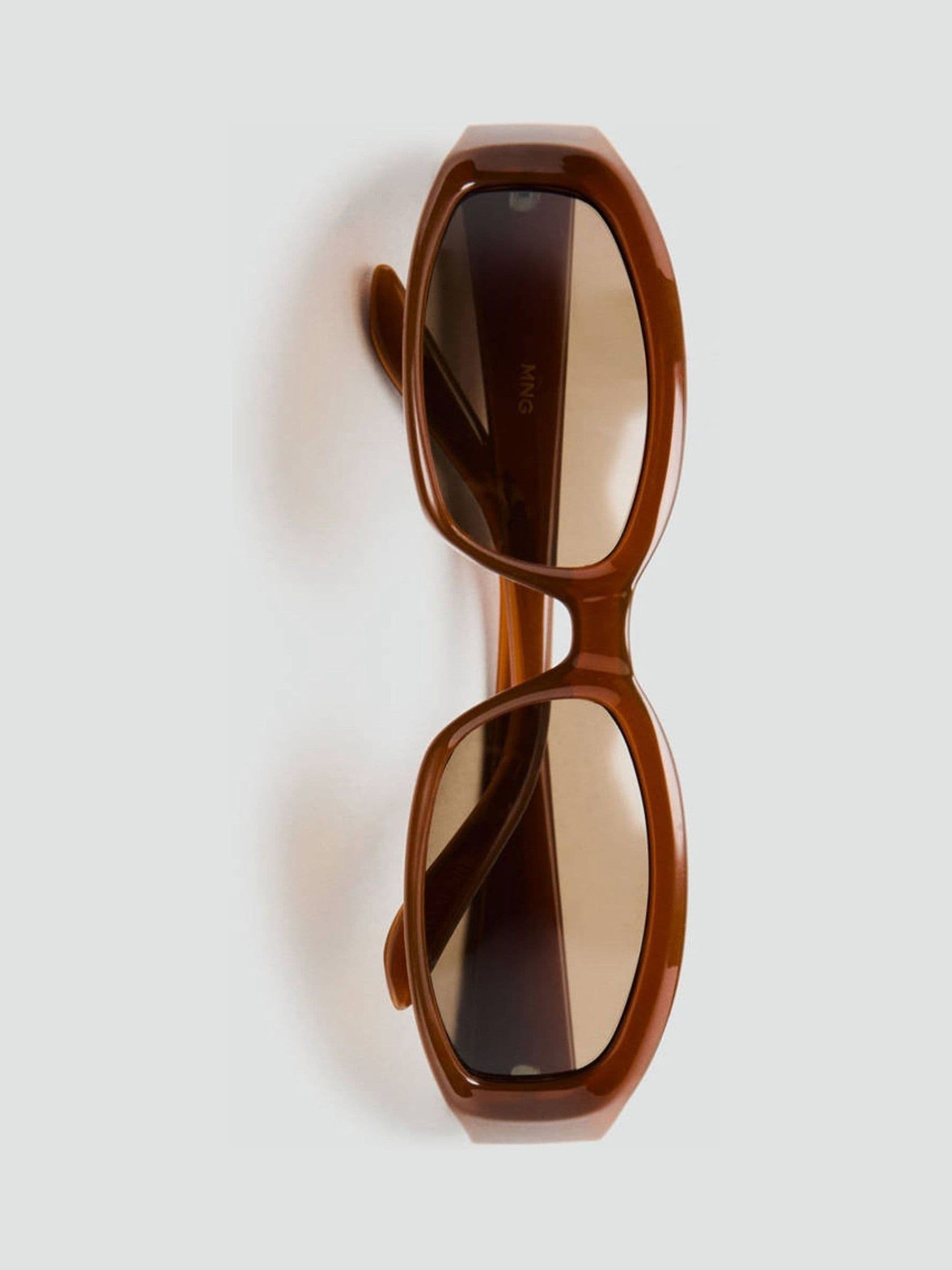Mango brown geometric wide temple sunglasses, UK version