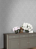 Échantillon de papier peint Laura Ashley pale slate Peacock Damask A4 - Produit britannique