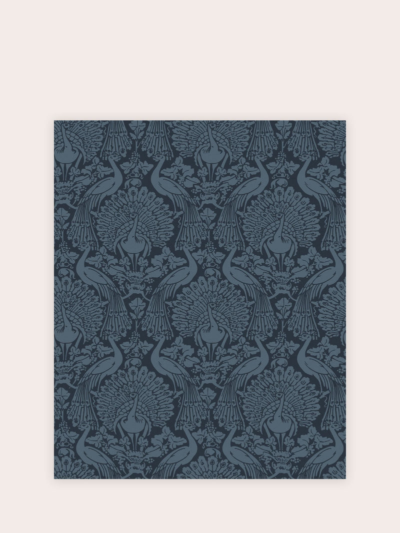 Laura Ashley Peacock Damask Pale Slate Wallpaper Sample A4