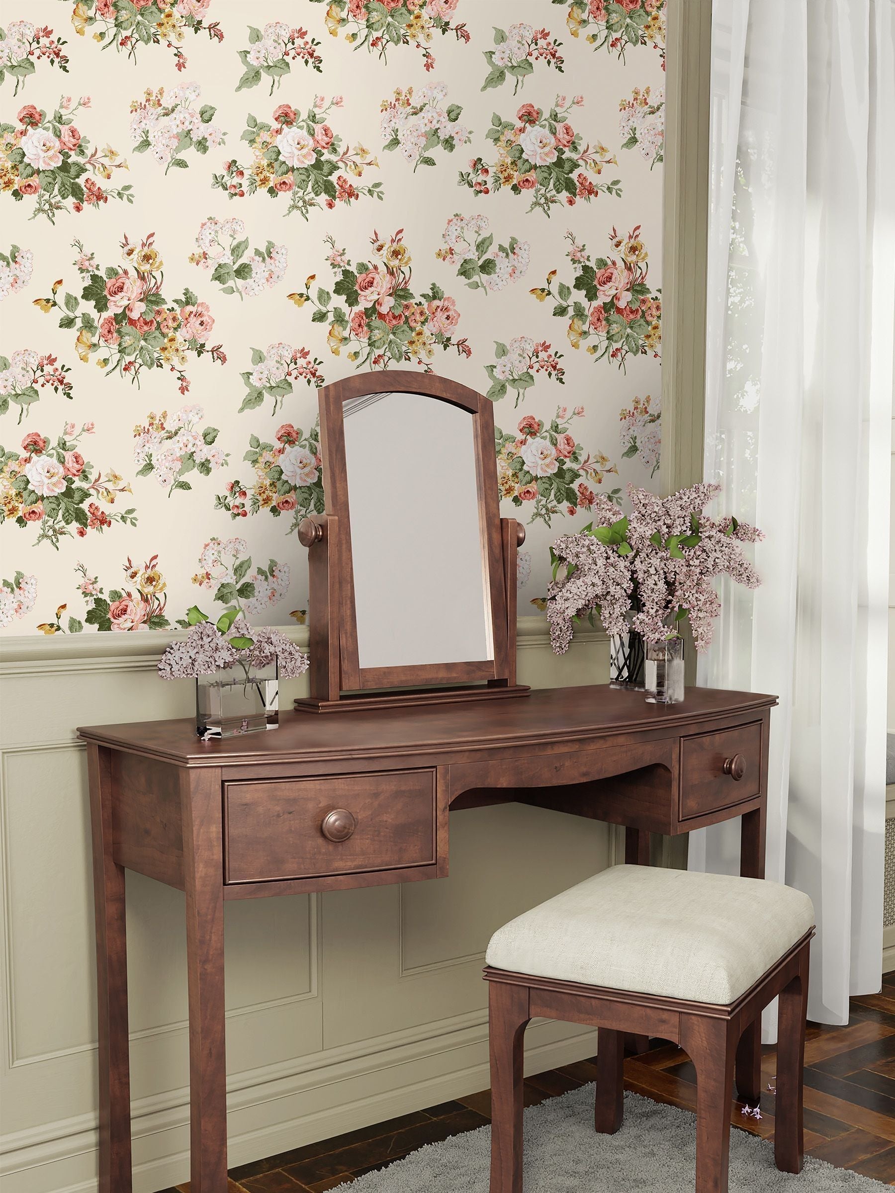 Laura Ashley Pale Sable Rosemore wallpaper sample A4, imported from the UK