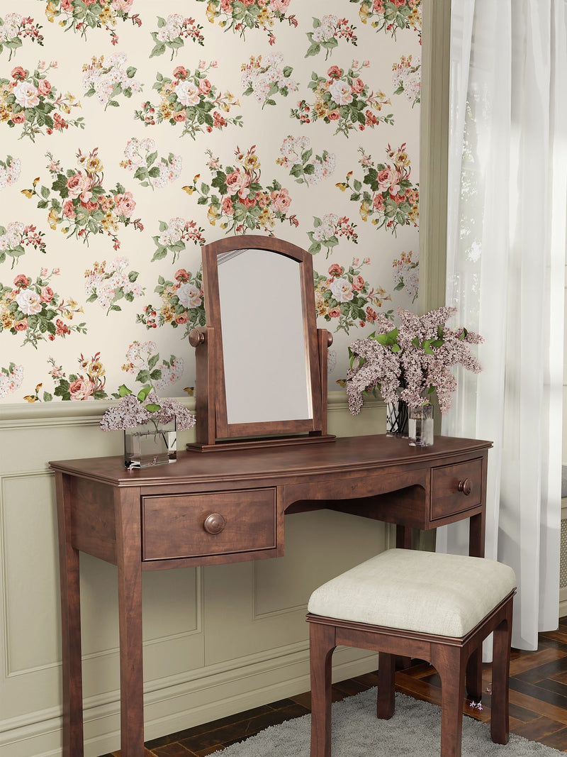 Laura Ashley Pale Sable Rosemore wallpaper sample A4, imported from the UK