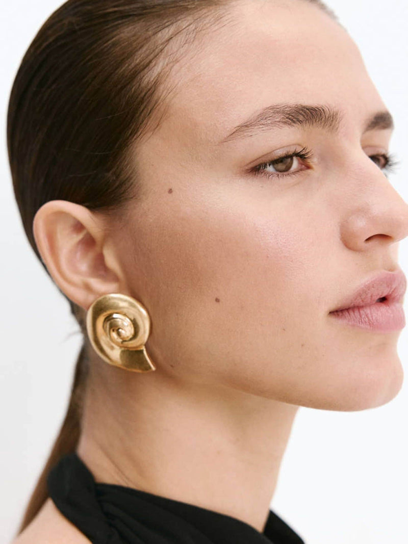 Mango gold tone shell statement earrings - British product