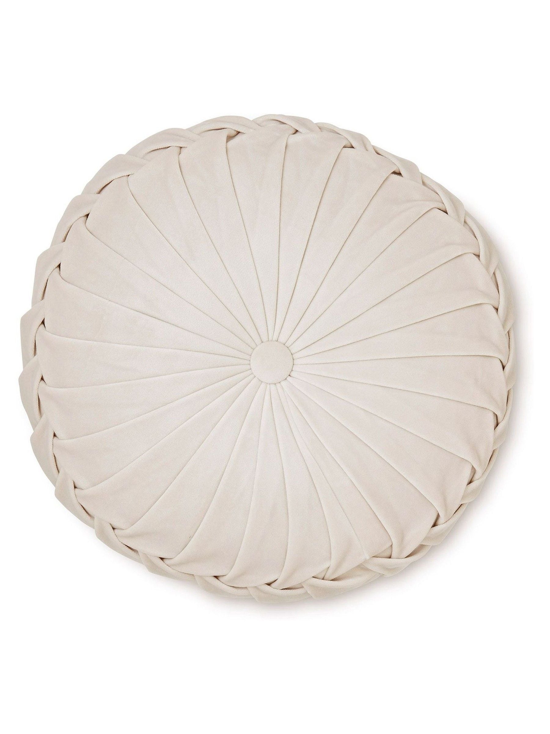 Laura Ashley natural velvet round cushion - British product