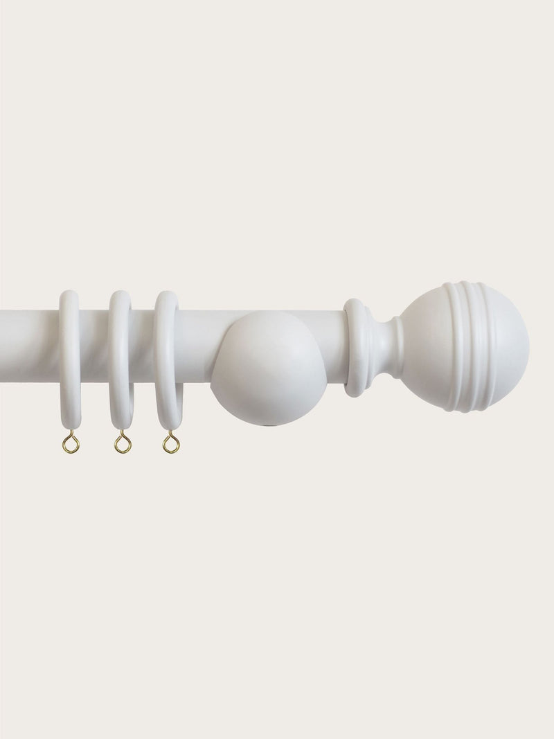 Laura Ashley pale dove grey ribbed ball curtain pole 35mm, UK version