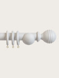 Laura Ashley pale dove grey ribbed ball curtain pole 35mm, UK version