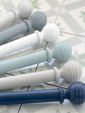 Laura Ashley pale dove grey ribbed ball curtain pole 35mm, UK version