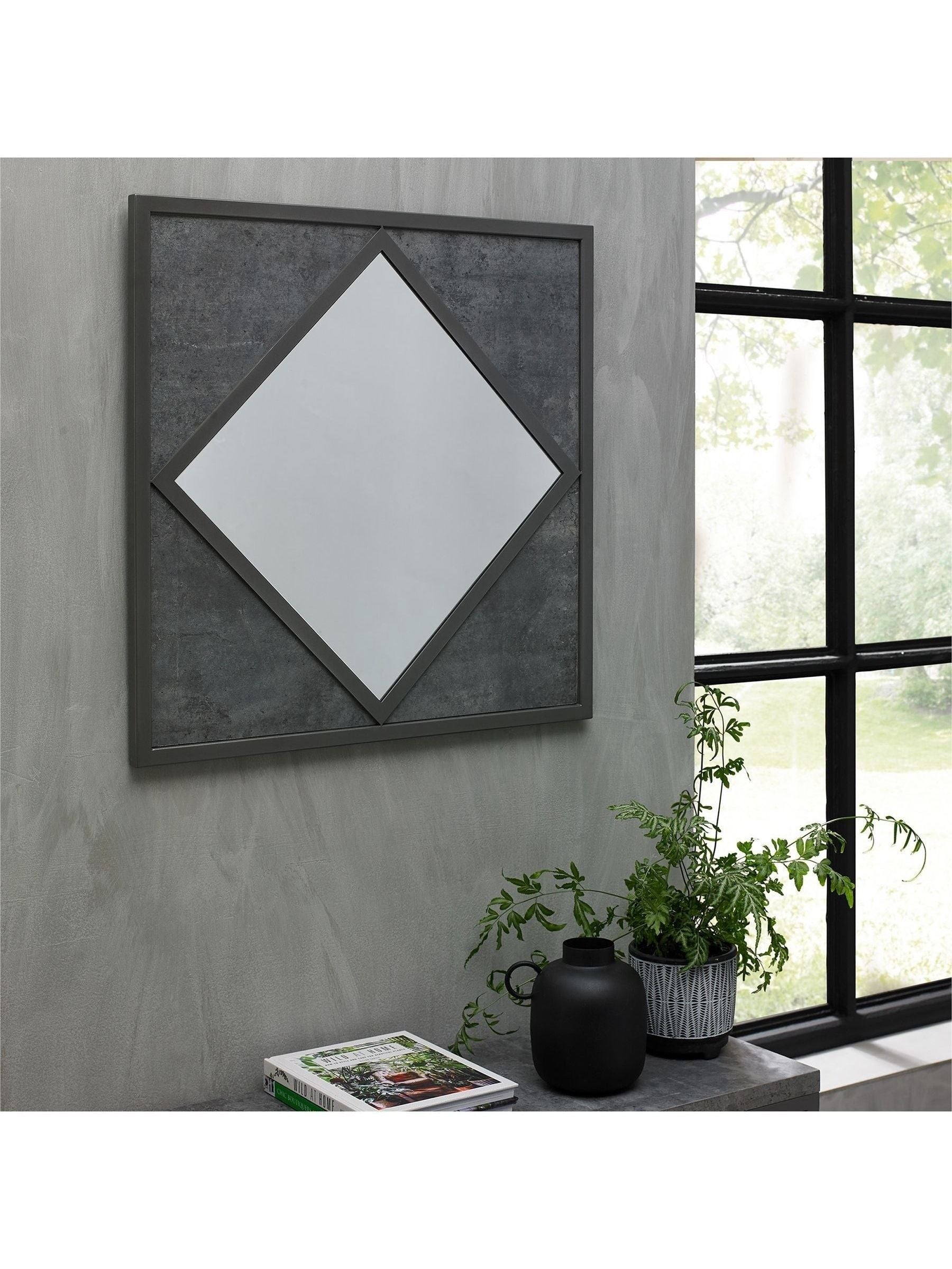 Bentley Designs Renzo Zinc Dark Grey wall mirror 20x63x63cm - British product