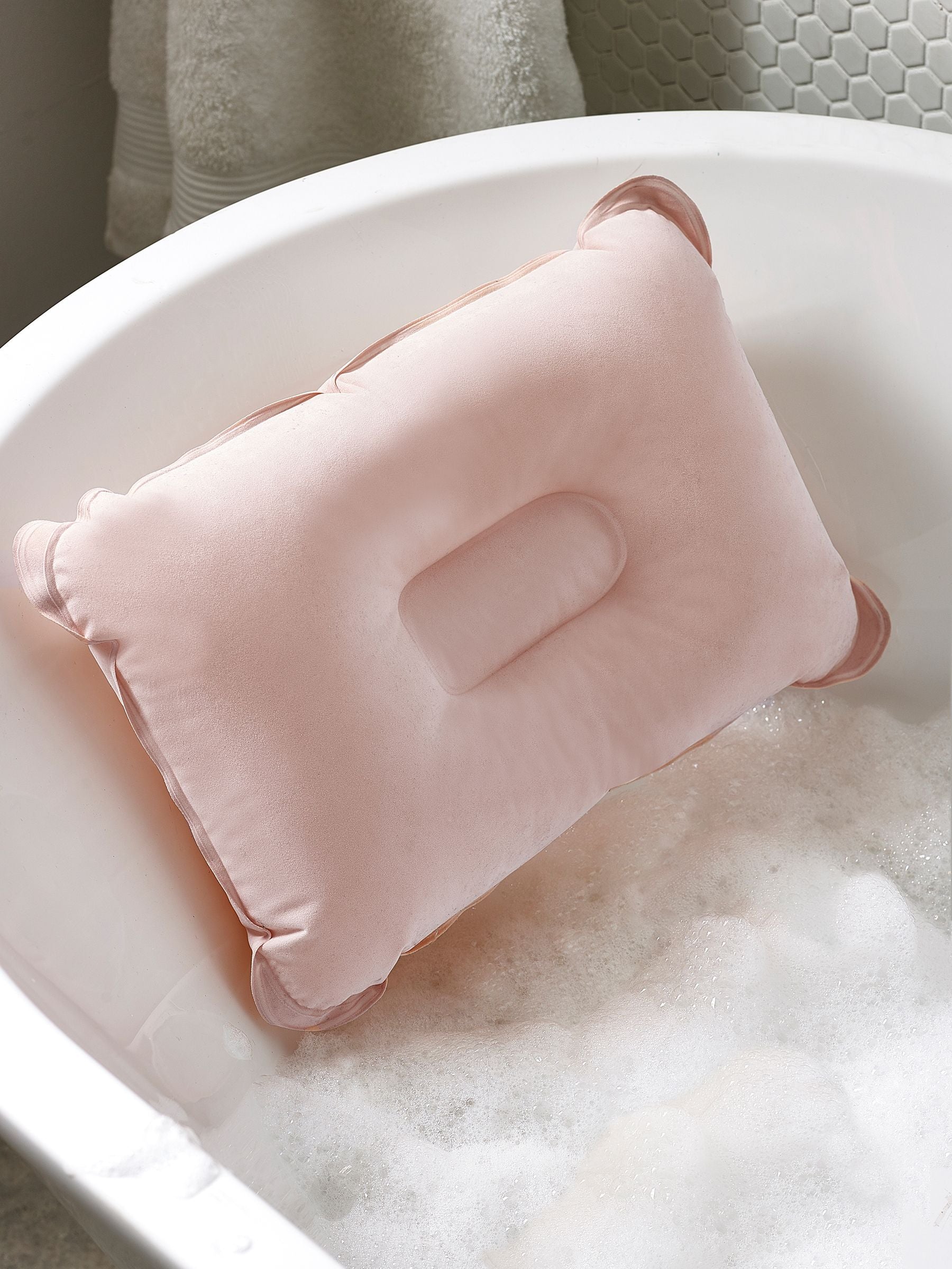 Just Pink Soft Touch Inflatable Bath Pillow with Suction Cups 22 x 35 cm