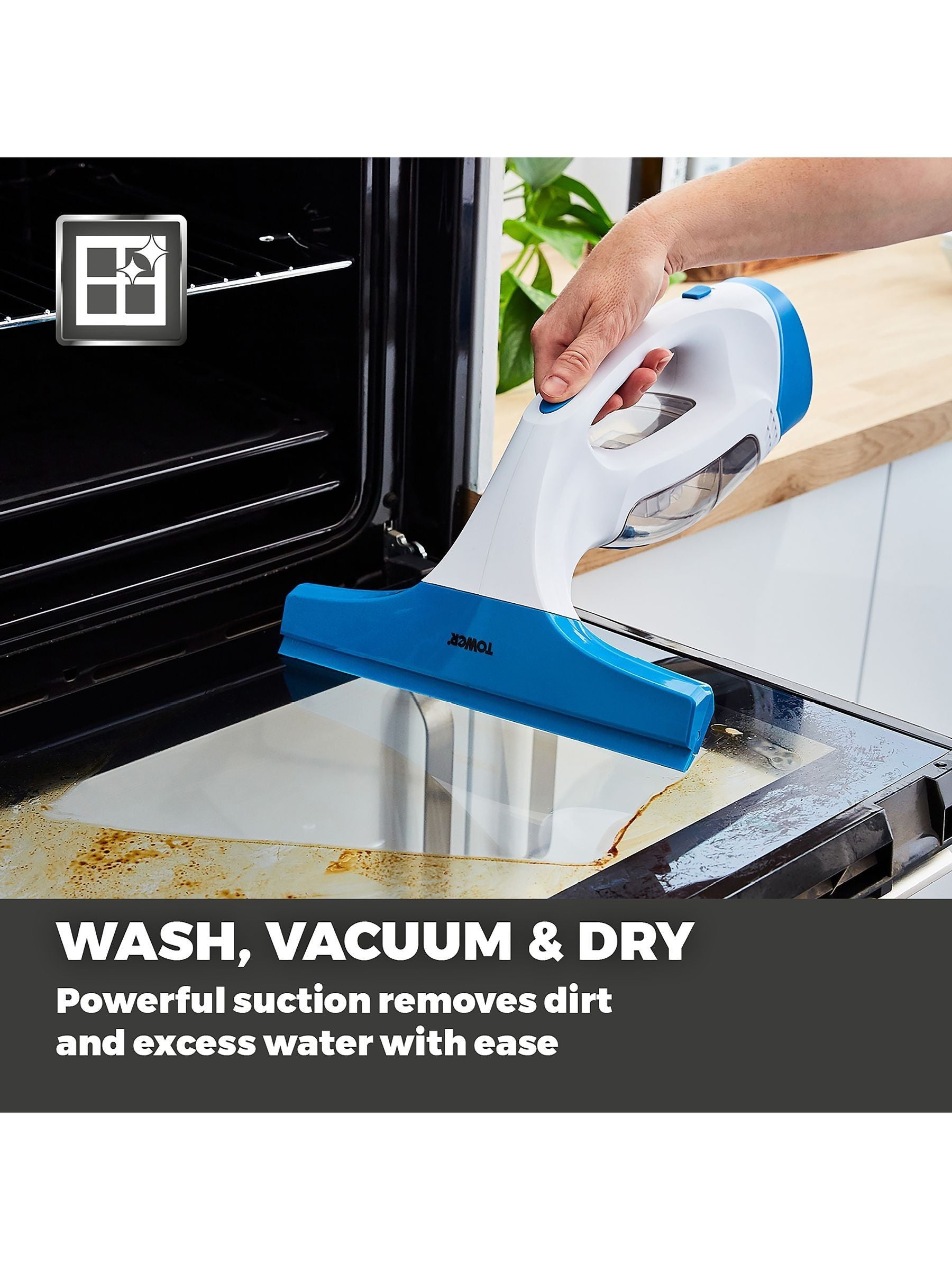 Tower TWV10 blue cordless window vacuum, UK version